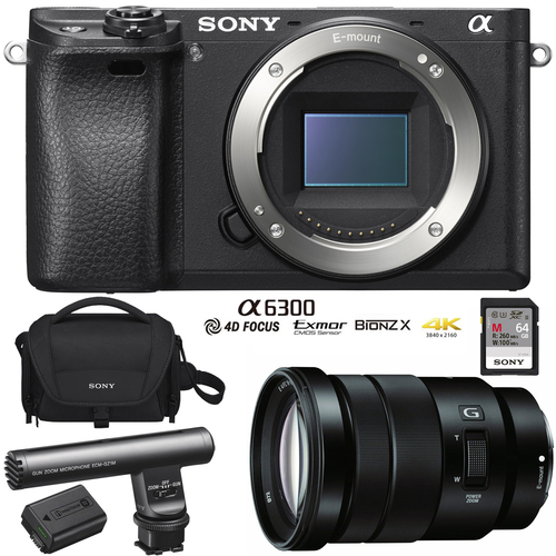Sony a6300 4K Mirrorless Camera + E PZ 18-105mm Lens Video Creator Bundle