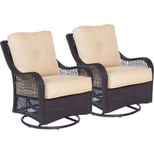 Hanover Orleans 2pc Seating Set:2 Woven/Cushioned Swivel Gliders