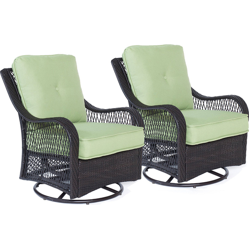 Hanover Orleans 2pc Seating Set:2 Woven/Cushioned Swivel Gliders