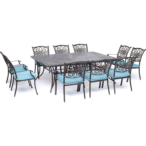 Hanover 11pc Dining Set: 10 Dining Chairs 60x84  Cast Table