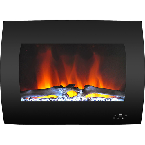Cambridge 26  Color Changing Wall Mount Fireplace with Logs Black