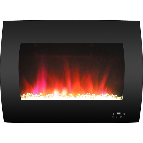 Cambridge 26  Color Changing Wall Mount Fireplace with Crystals Black