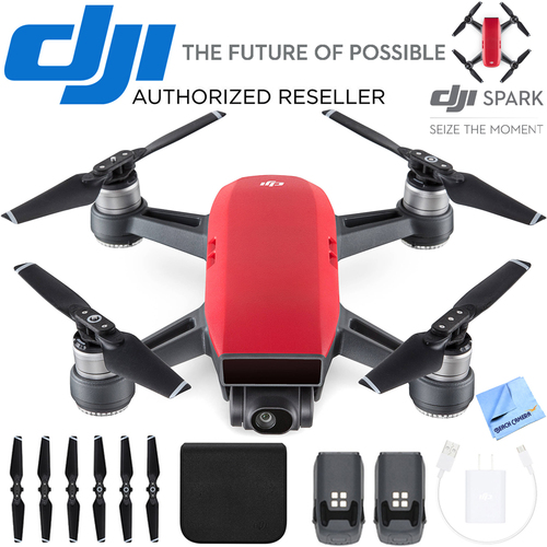 DJI CP.PT.000735 SPARK Intelligent Portable Mini Drone Lava Red Battery Bundle