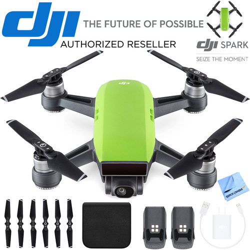 DJI CP.PT.000734 SPARK Intelligent Portable Mini Drone Meadow Green Battery Bundle