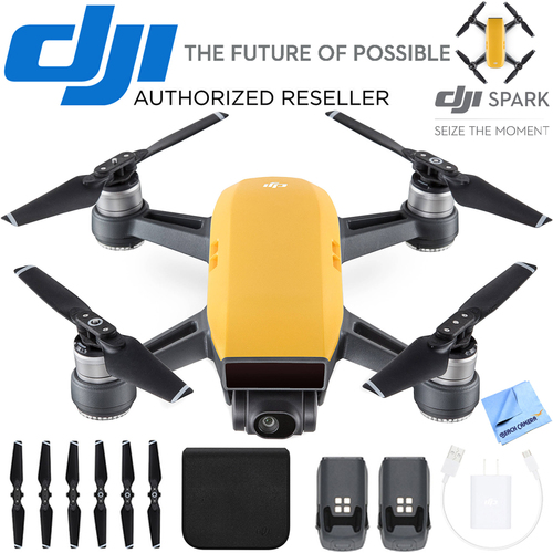 DJI CP.PT.000732 SPARK Intelligent Portable Mini Drone Sunrise Yellow Battery Bundle