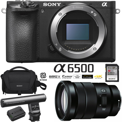 Sony a6500 4K Mirrorless Camera + E PZ 18-105mm Lens Video Creator Bundle