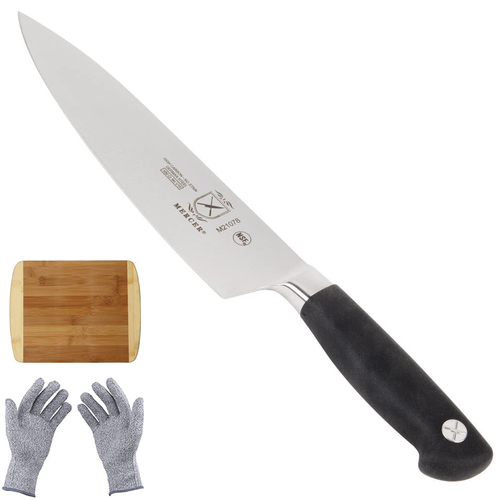 Mercer Culinary 8` Chef's Genesis Short Bolster w/ Cutting Board & Safety Gloves