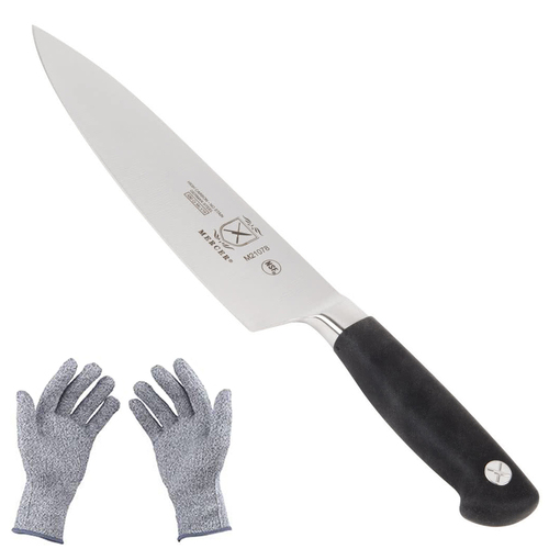 Mercer Culinary M21078 8` Chef's Genesis Short Bolster w/Protective Safety Gloves