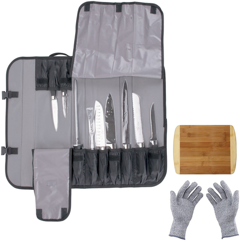 Mercer Culinary Genesis 10-Pc. Forged Knife Set w/ Case, Cutting Board & Protective Gloves