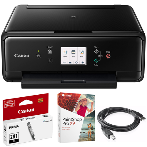 Canon PIXMA TS6120 Wireless All-in-One Compact Printer Black & Paint Shop Bundle