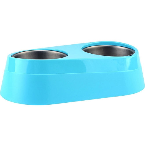 O2Cool O2C Chill Pet Double Bowl Blue