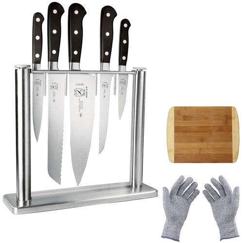 Mercer Cutlery Renaissance Collection 6-Pc. Knife Block Set w/ Cutting Board and Safety Gloves
