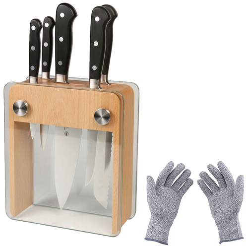 Mercer Culinary 6-Pc. Renaissance Knife Block Set w/ Protective Safety Gloves
