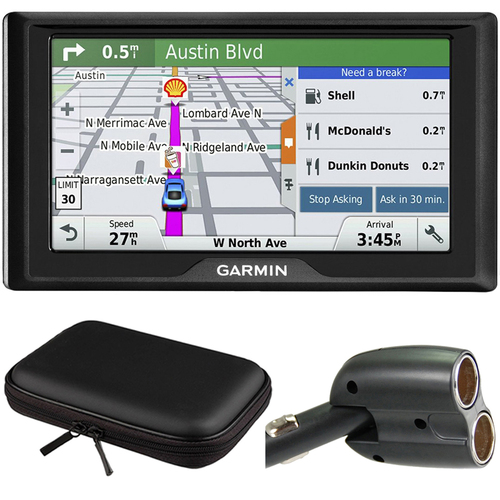 Garmin Drive 60LM GPS Navigator (US) 010-01533-0C Hardshell Case + Car Charger Bundle