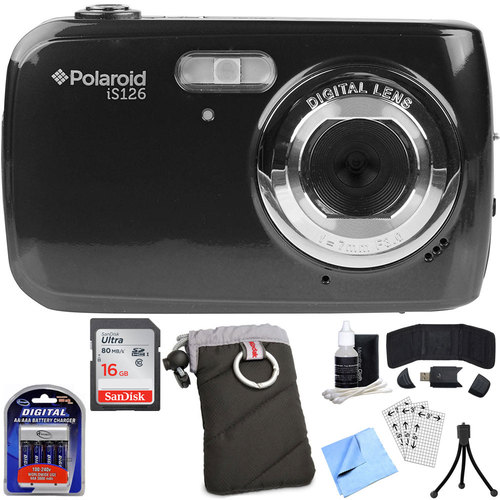Vivitar IS126-BLK-TA Polaroid 16.1MP Black Digital Camera with Accessory Bundle