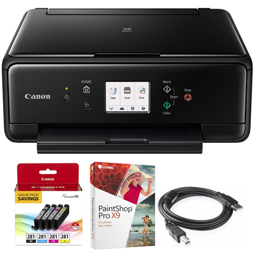 Canon PIXMA TS6120 Wireless All-in-One Compact Printer Black + Paint Shop Bundle