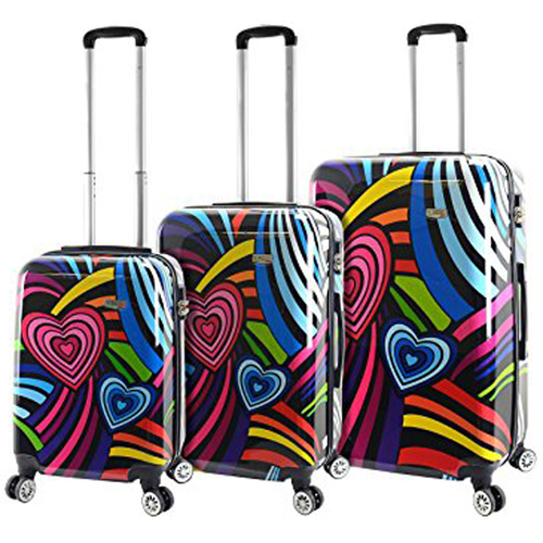 Mia Viaggi Italy Hardside Luggage 3 Piece (20`/24`/28`) Nested Spinner Set - Pop Love