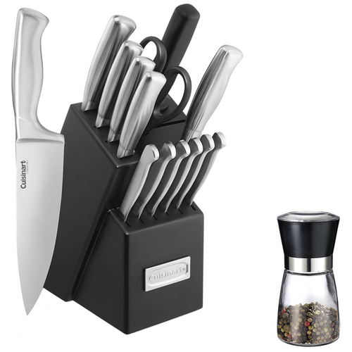 Cuisinart Stainless Steel Hollow Handle 15-Pc. Cutlery Knife Block Set w/ Spice Mill