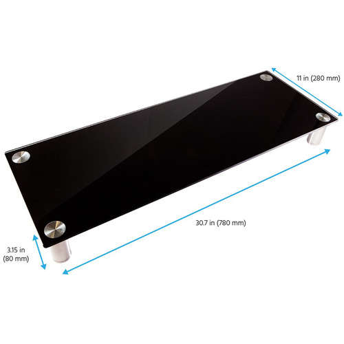 Monoprice Large Multimedia Desktop Stand, 30.8` x 11.0`, Black Glass