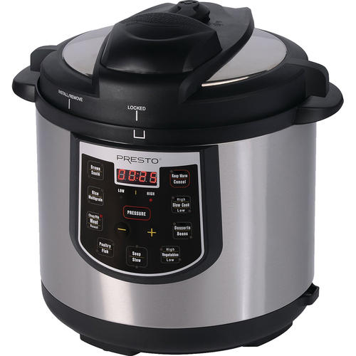 Presto 6 Quart Electric Pressure Cooker Stainless in Black and Silver - 02141
