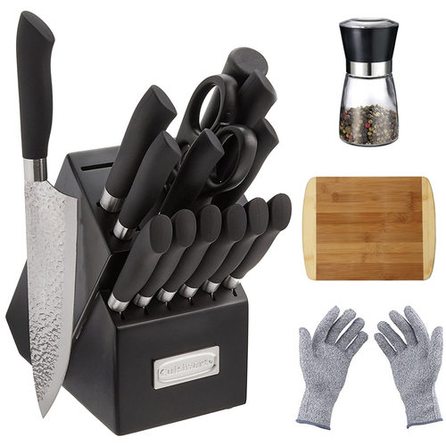 Cuisinart Artisan 15 Pc Stainless Steel Knife Block Set w/ Chef's Bundle