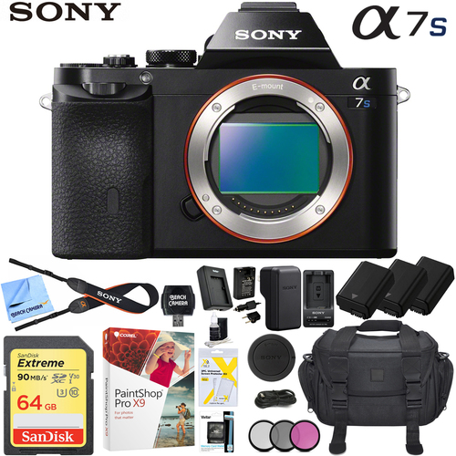 Sony Alpha a7s Full-Frame Mirrorless Digital Camera Body 12.2MP 4K (Black) Pro Bundle