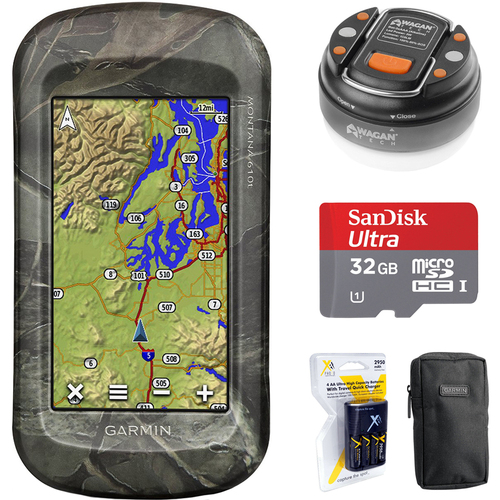 Garmin Montana 610t Camo Handeld GPS (010-01534-01) with 32GB Accessory Bundle