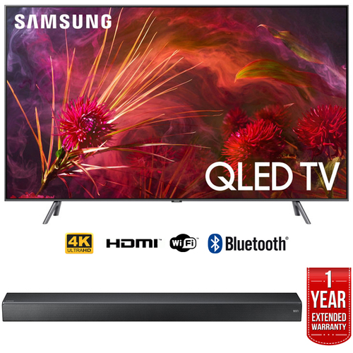 Samsung 75` Q8FN QLED Smart 4K UHD TV (2018) w/ Premium Soundbar + Warranty Bundle