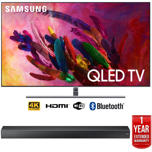 Samsung 75` Q7FN QLED Smart 4K UHD TV (2018) w/ Premium Soundbar + Warranty Bundle
