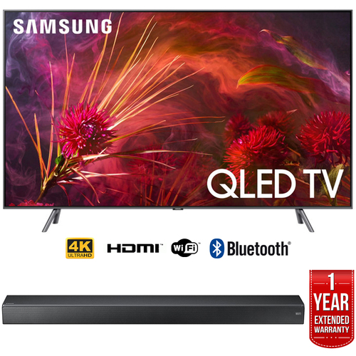 Samsung 65` Q8FN QLED Smart 4K UHD TV (2018) w/ Premium Soundbar + Warranty Bundle
