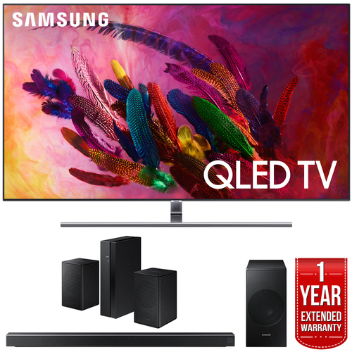 Samsung 55` Q7FN QLED Smart 4K UHD TV (2018) w/ Soundbar + Speaker Bundle