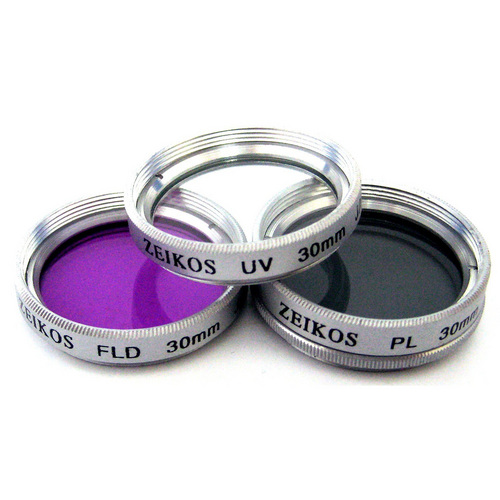 Zeikos 30mm UV, Polarizer & FLD Deluxe Filter kit (set of 3 + carrying case)