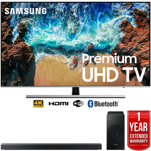 Samsung UN55NU8000 55` NU8000 Smart 4K UHD TV (2018) w/ Soundbar + Warranty Bundle