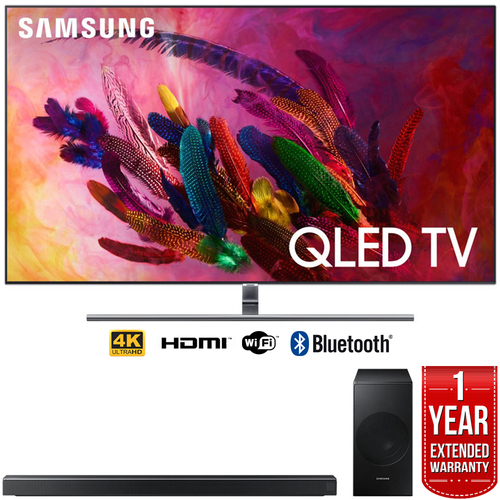 Samsung 65` Q7 QLED Smart 4K UHD TV (2018) w/ Soundbar + Warranty Bundle