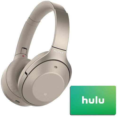 Sony Premium Noise Canceling Wireless Headphones, Gold + $50 Hulu Gift Card