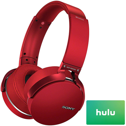 Sony Extra Bass Wireless Headphones w/ App Control Red + $25 Hulu Gift Card