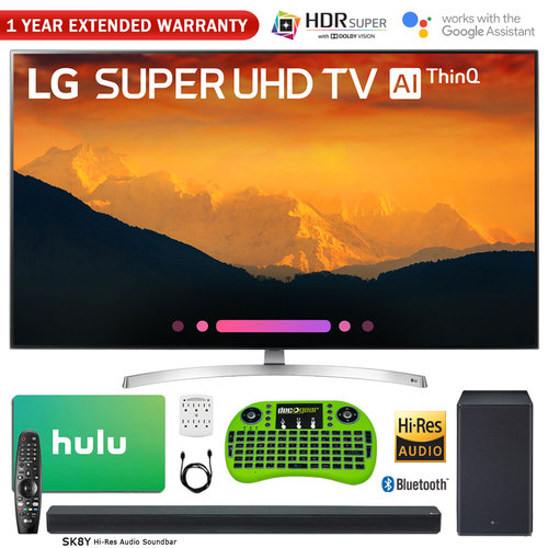 LG 55`-Class 4K HDR Smart LED AI Super UHD TV w/ ThinQ + Sound Bar & Hulu Bundle