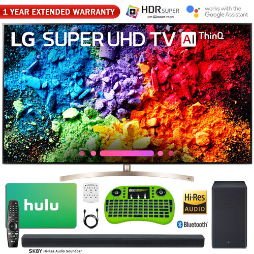 LG 55` Super UHD 4K HDR AI Smart TV w/ Nano Cell + Sound Bar & Hulu Bundle