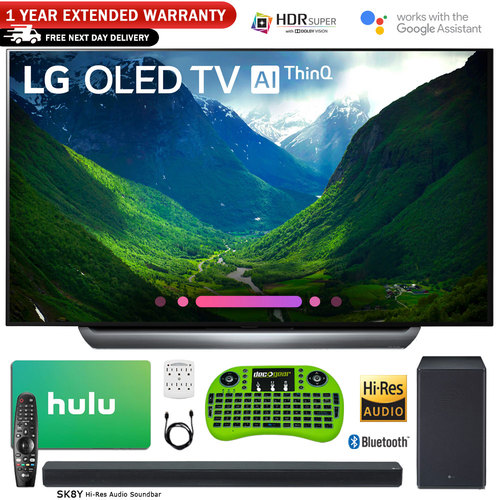 LG 65`-Class C8 OLED 4K HDR AI Smart TV (2018) w/ Sound Bar + Hulu Bundle