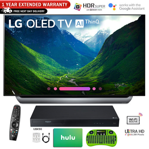 LG 55` Class C8 OLED 4K HDR AI Smart TV 2018 Model + Blu-Ray Player Bundle