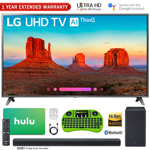 LG 70` Class 4K HDR Smart LED AI UHD TV w/ ThinQ + Sound Bar & Hulu Bundle