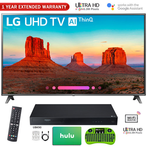 LG 75` Class 4K HDR Smart LED AI UHD TV w/ThinQ 2018 Model+Blu-Ray Player Bundle