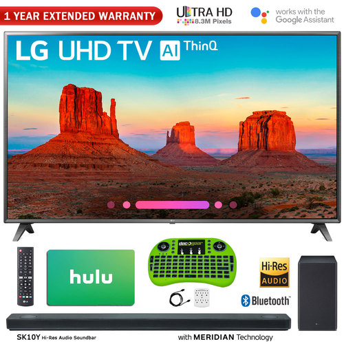 LG 70 Class 4K HDR Smart LED AI UHD TV w/ ThinQ + Sound Bar & Hulu Bundle