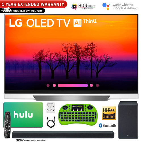 LG 55 Class E8 OLED 4K HDR AI Smart TV (2018) w/ Sound Bar + Hulu Bundle