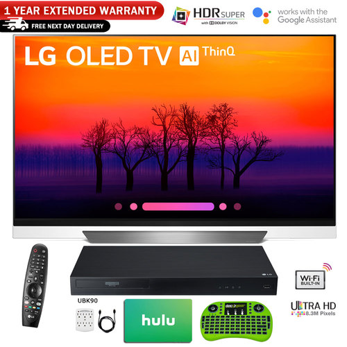 LG 55` Class E8 OLED 4K HDR AI Smart TV 2018 Model + Blu-Ray Player Bundle