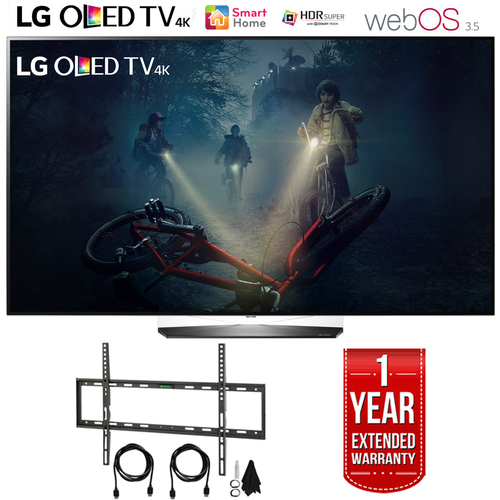 LG B7A Series 65` OLED 4K HDR Smart TV (2017) with Wall Mount + Warranty Bundle