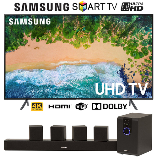 Samsung UN65NU7100 65` NU7100 Smart 4K UHD TV w/ Sharper Image 5.1 Home Theater System