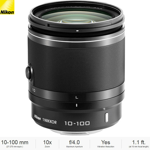 Nikon 1 NIKKOR 10-100mm f/4.0-5.6 VR Lens, Black (3326B) - (Certified Refurbished)