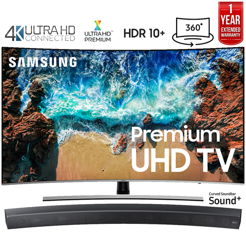 Samsung 65` NU8500 Curved Smart 4K UHD TV 2018 +Curved Soundbar +Extended Warranty