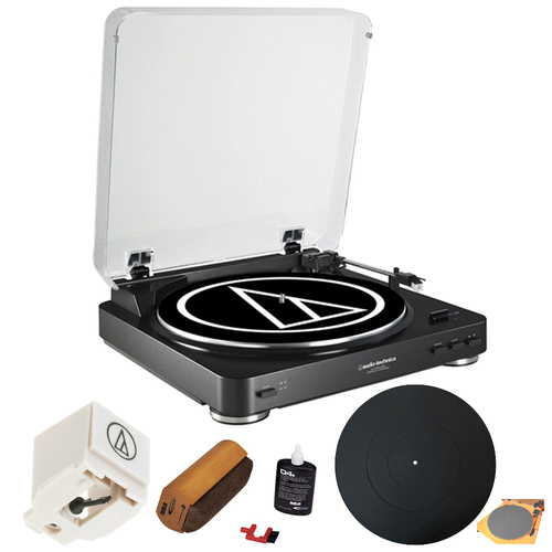 Audio-Technica Belt-Drive Stereo Turntable Premium Bundle w/ Stylus Needle & Cleaning Kit